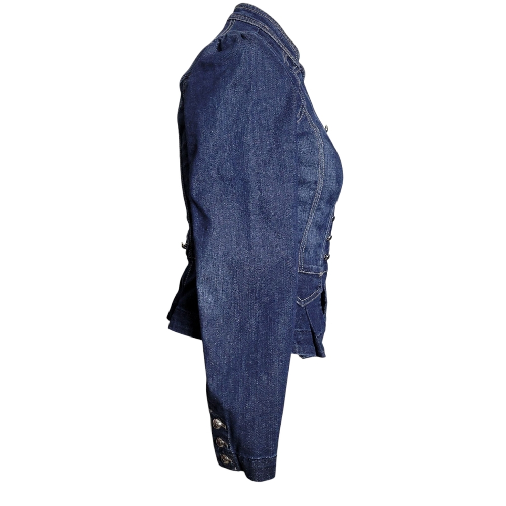 White House Black Market Military Style Jean Jacket Size-0 - Picture 8 of 14